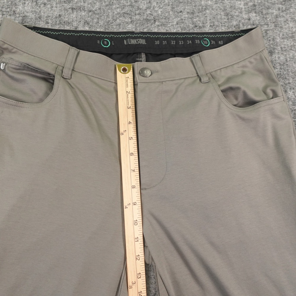 Linksoul Bandon Knit Chino Pants 36 Regular Gray 100% Cotton Soft Golf Casual - Picture 10 of 16